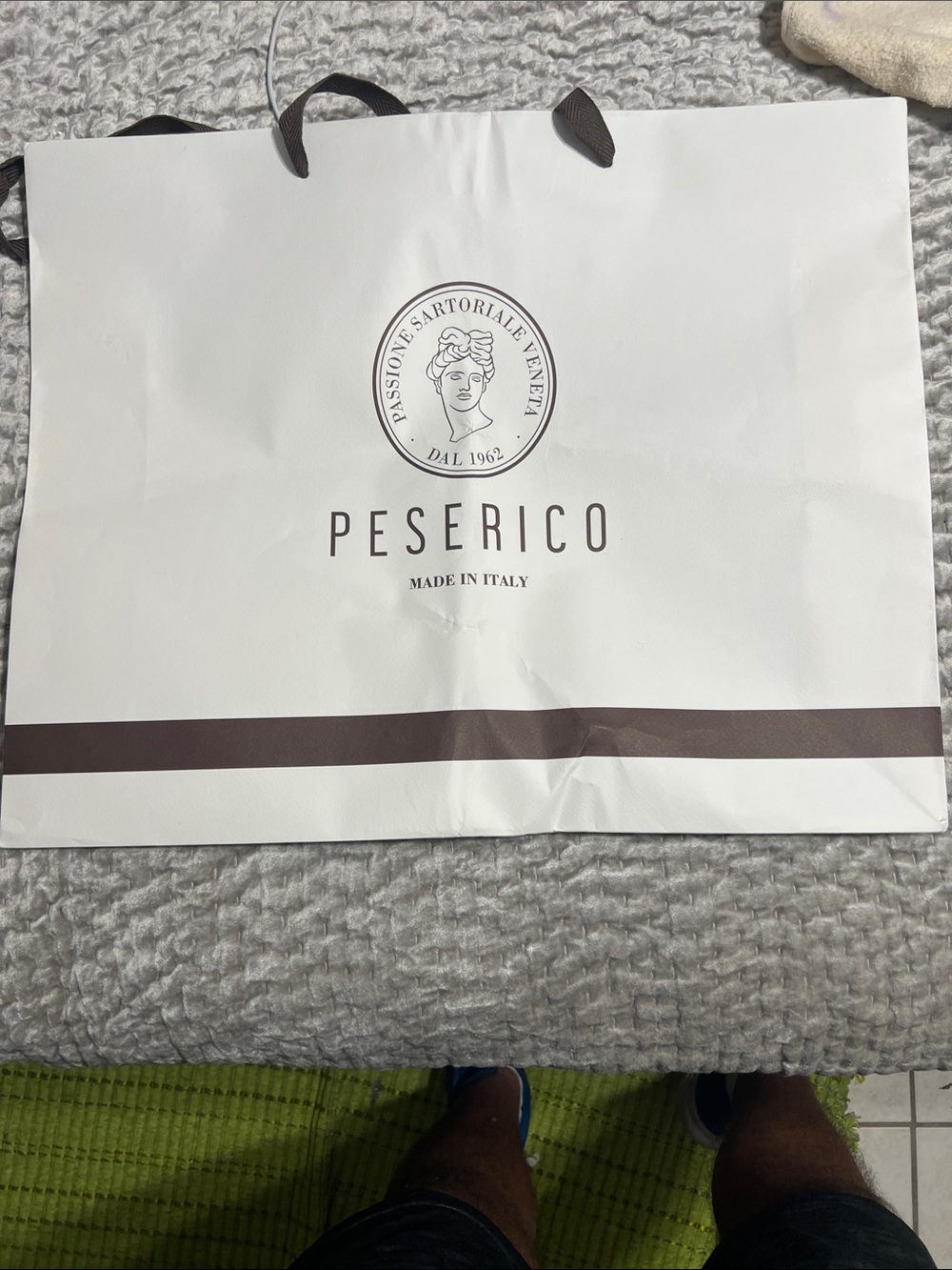 Peserico White and Brown Logo Tote Bag